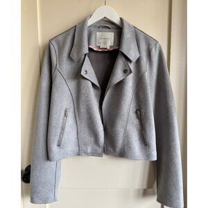 Anthropologie Kelyn Sueded Moto Jacket Light Grey Medium